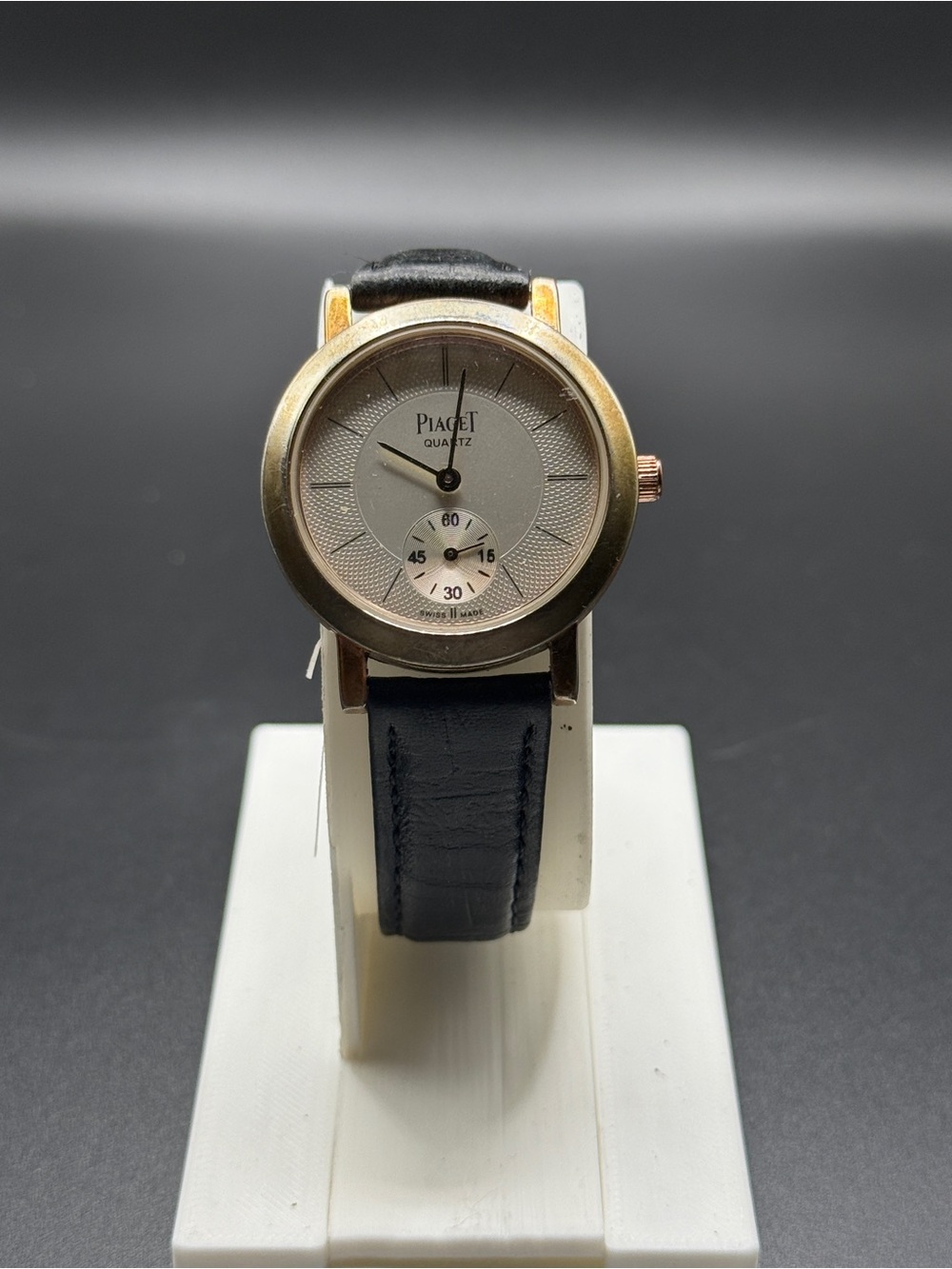 Piaget Quartz Men's Black Leather Strap Watch